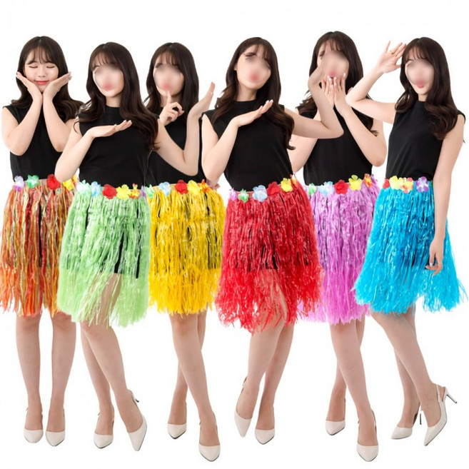응원 치어리더 테슬치마 무용의상 하와이 훌라 스커트 수술 치마 60cm, 1개, 블루