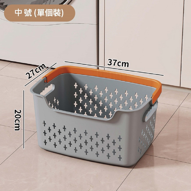 簡約透氣分類手提髒衣籃 浴室收納籃, 中號-灰色
