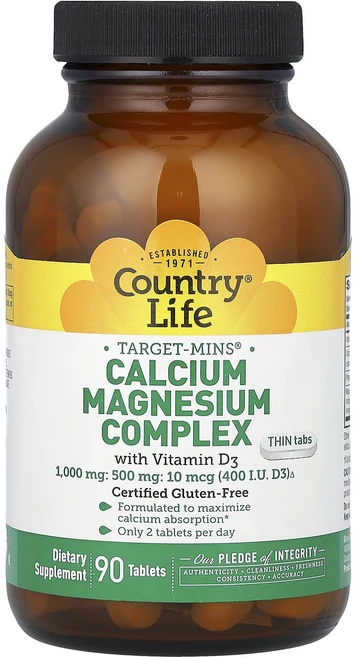 Country Life Target-Mins 칼슘 마그네슘 복합체 비타민D3 함유 90정, Country Life Target-Mins 칼..., 1개 - 쿠팡
