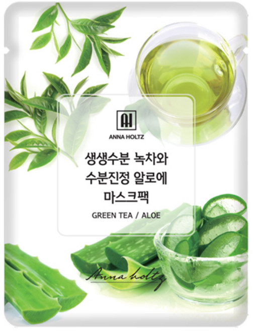 안나홀츠 생생수분 녹차와 수분진정 알로에 천연 순면 시트 마스크팩 1일1팩 에센스 듬뿍, 1개, 1개입