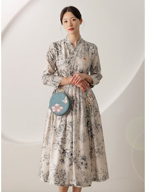 시크라인 XXL까지 서린 생활한복 철릭 랩 원피스 봄 가을 단독디자인 롱원피스 명절 상견례 스페셜룩 빅사이즈