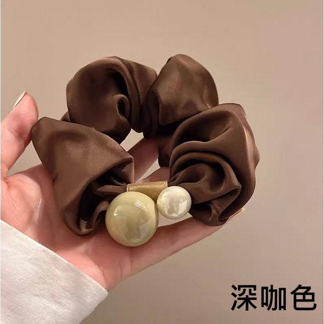 簡約珍珠大腸髮圈 黑色