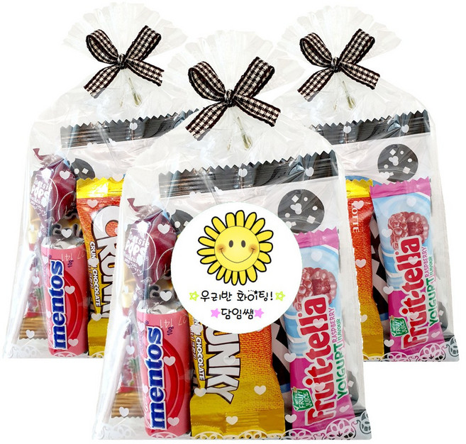 어린이날 크리스마스 수능 달콤한세상 과자선물세트 어린이집생일선물답례품 단체선물 어린이집선물 과자세트 간식 과자 꾸러미 구디백 단체간식 단체선물, 1개, A-1세트(체크리본) 7가지구성
