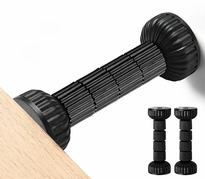 앙플러스 무타공 높이조절 받침대 가구 고정 스토퍼, 2개, 블랙