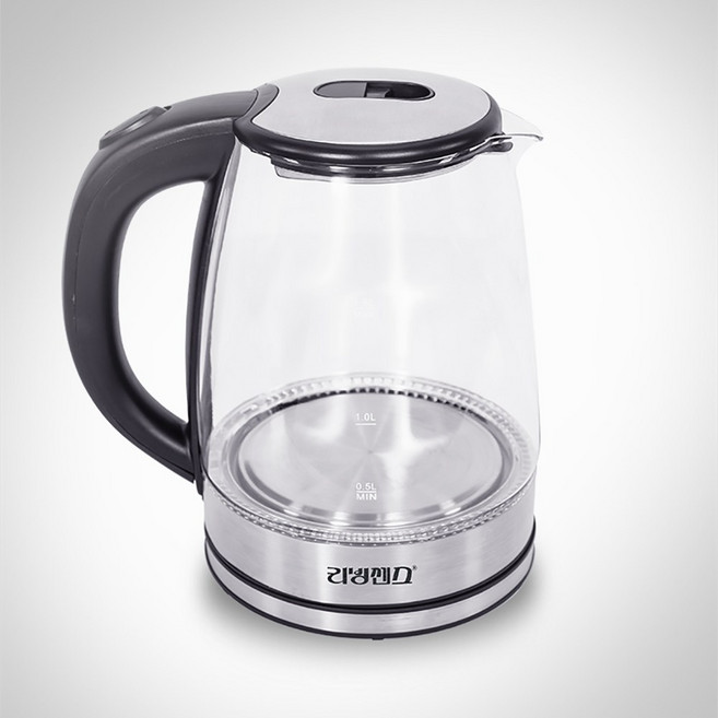 리빙센스 글라스 무선 전기포트 1.8리터, 블랙