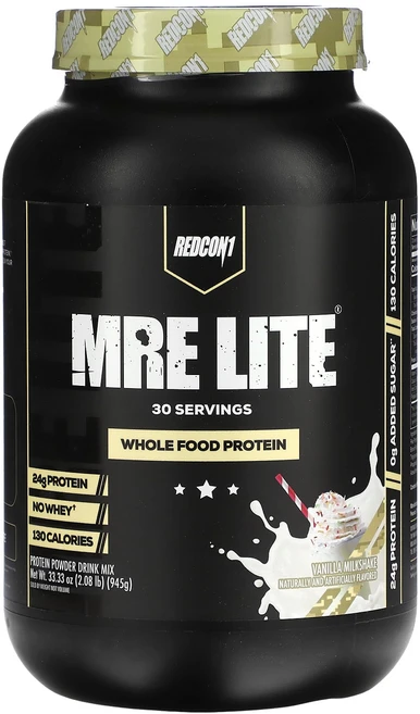 Redcon1 MRE Lite 천연 식품 단백질 바닐라 밀크셰이크 945g(2.08lb), Redcon1MRELite천연식품단백질바닐라밀크셰이크9, 945g, 1개 - 쿠팡