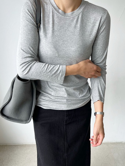 [4계절] 고퀄릿 보들 촉감 스판 국산 레이온 골지 9부티셔츠 5COOLR