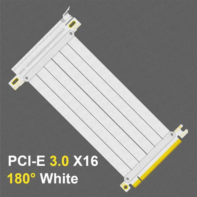 MZX PCI-E 4.0 3.0 X16 라이저 케이블 90 ° 180 마운트 비디오 그래픽 카드 확장 차폐형 GPU 코드 ITX 컴, 02 15cm   5.9inch, 02 180 degree 3.0 White