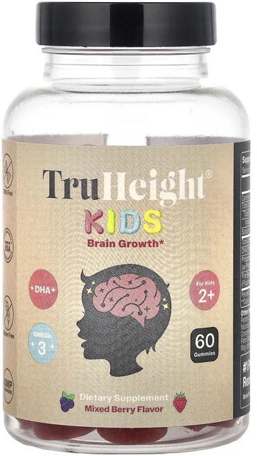 TruHeight 어린이용 두뇌 발달 구미젤리 만 2세 이상 어린이용 믹스 베리 구미젤리 60개, TruHeight어린이용두뇌발달구미젤리만2세이상어린이용