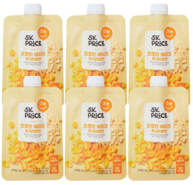 5K프라이스 프로틴쉐이크 콘시리얼맛, 6개, 1회분