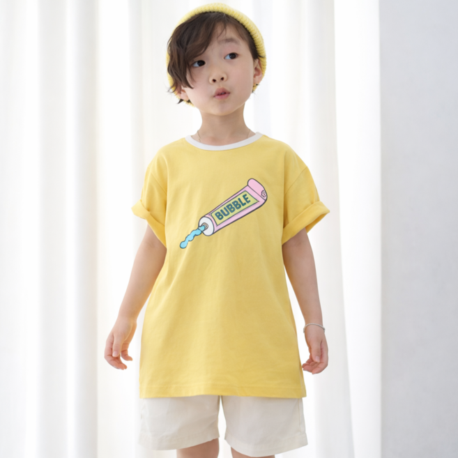 아이크레용 아동용 버블 나염반팔티 스판린넨반바지 상하세트