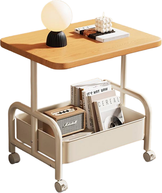 移動茶几 邊桌 小桌子 床邊桌 電腦桌 沙發邊桌 矮桌 牆面桌 桌子 移動式桌子 移動邊桌 小邊桌, 白架+原木色 超取限一件勿搭配其他