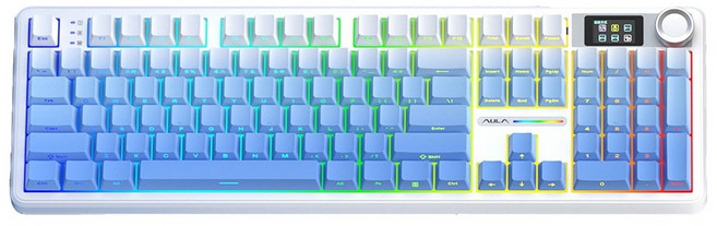 AULA F108 프로 104키 커스터마이징 기계식 3모드 유무선 키보드, 스카이 블루, 풍령축, 제조사축