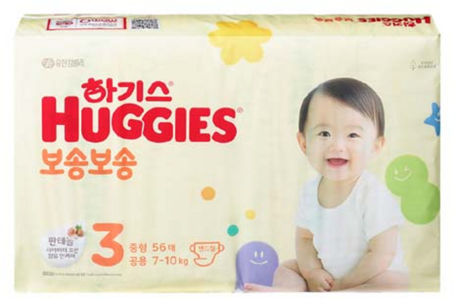 하기스 보송보송 밴드형 기저귀 남여공용, 3단계, 56매