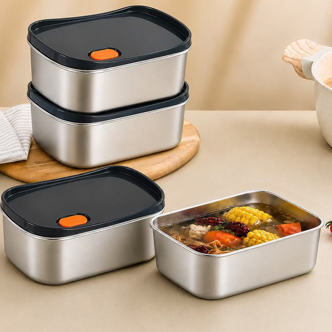 Fanobo 스텐 진공 밀폐 용기 세트, 원색 1100ml, 4개