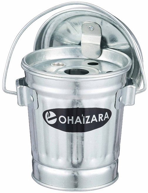 OBAKETSU 手工桌上型帶蓋防風煙灰缸, 銀色,單入, 1個