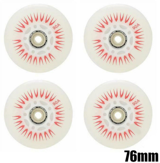 인라인 롤러 스케이트 바퀴 휠 베어링 플래시 90A LED 조명 80mm 76mm 72mm 68mm 신발, Red 76mm, 1개