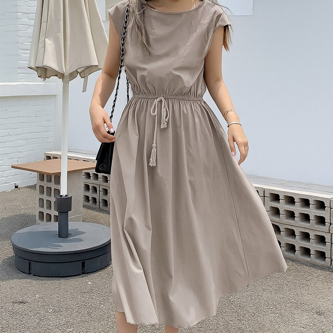 데일리바이블 바스락 린넨 롱 원피스 여름 나시 휴양지 원피스