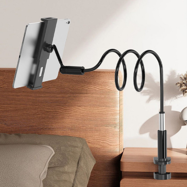 핸드폰 태블릿 자바라 거치대 침대 책상 고정 코브라 스탠드, 1개, 화이트