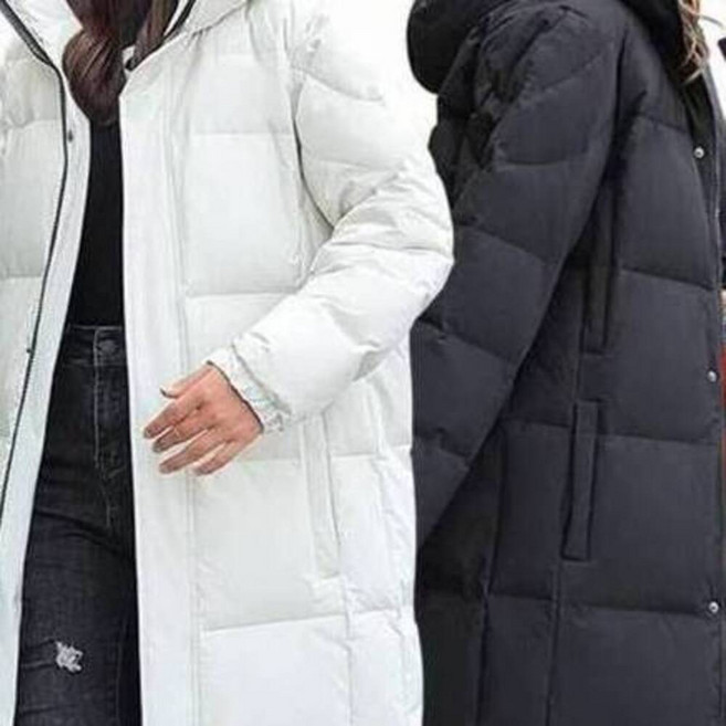 長款白鴨絨羽絨服 女 禦寒外套 雪地服 滑雪服 抵禦-30度極寒 耐磨保暖 黑色