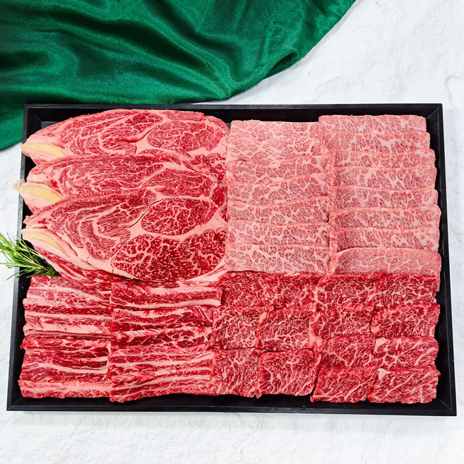 1++NO.9 한우 선물세트 시그니쳐 새롬 1.6kg 꽃등심 갈비살 꽃갈비 치마살 명절선물, 1세트