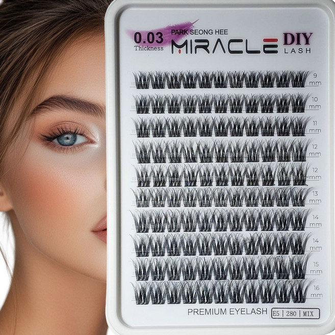 미라클래쉬 부분 속눈썹 세계최초 0.03mm 두께의 세계적인 기술력이 집약된 자연스러운 초경량 아이래쉬 E5 9-16mm, 1개, 11mm