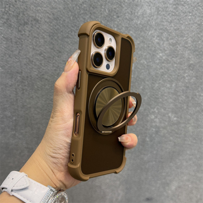 旋轉磁吸支架手機殼 防摔保護殼 四角盾甲360°CD紋支架殼