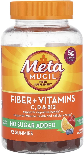 Metamucil 섬유소 + 비타민 비타민C D B12 시트러스 베리 구미젤리 72개, Metamucil섬유소비타민비타민CDB12시트러스베리구, 1개, 72정 - 쿠팡