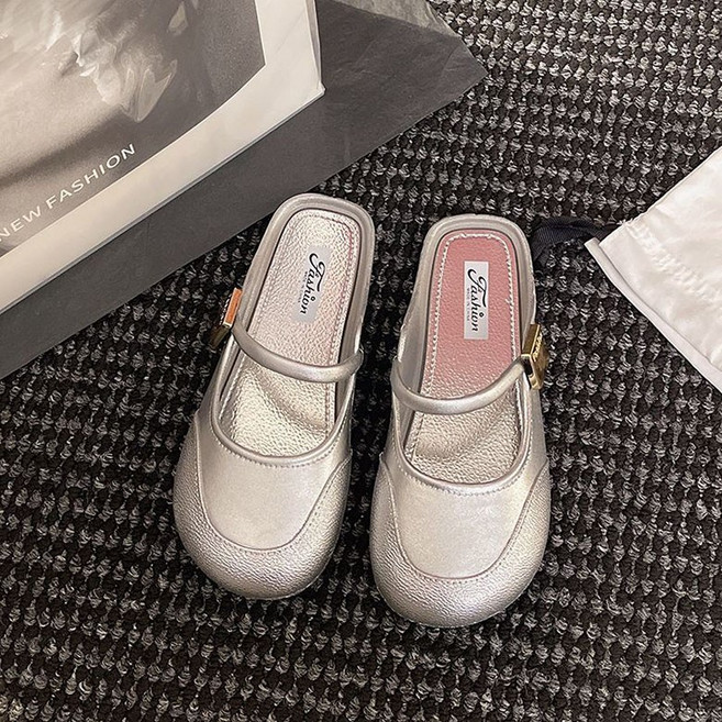 FANSYLI 여름 블로퍼 여성 패션 빈티지 슬리퍼 플랫 미끄럼 방지 사무실 슬리퍼 발 편한 샌들 X2506J5