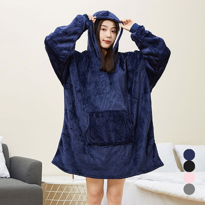 슈비리아 캠핑담요 양털 후드 입는담요