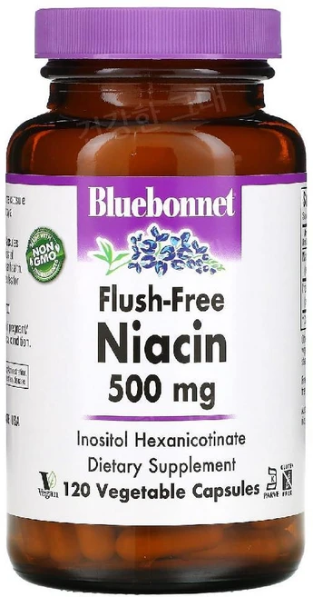 블루보넷 뉴트리션 플러쉬 프리 니아신 500mg 120베지캡슐, 1개, 120정 - 쿠팡