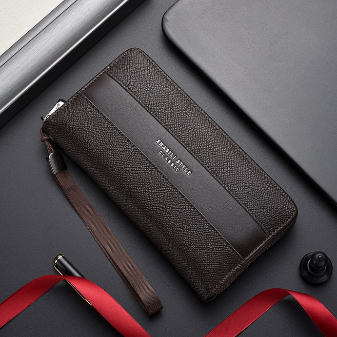 도아름{SHABILI}남성용 지퍼형 스마트폰 수납장지갑 사피아노 가죽 클러치 손목 스트랩 선물용293