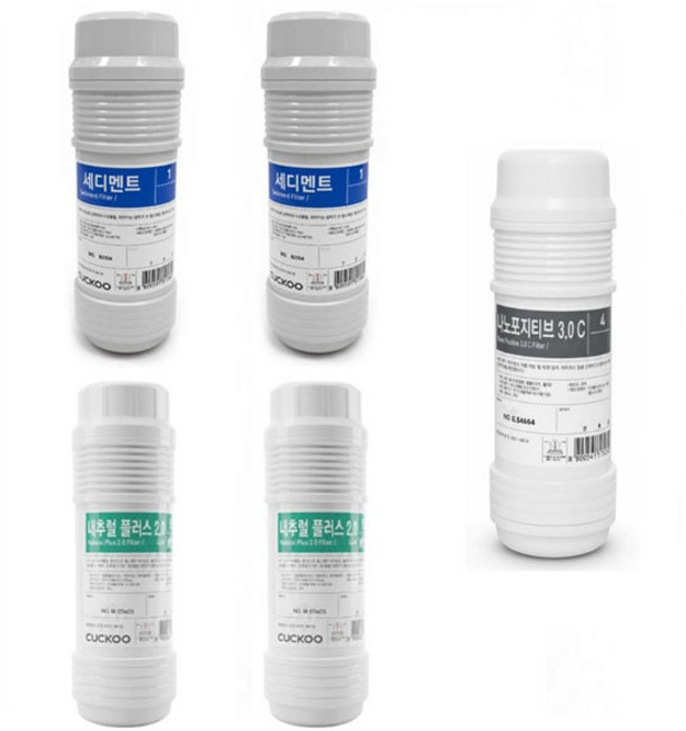 쿠쿠 정품 CP-SS100WSV 전용 정수기 필터 [세디먼트 2개+내추럴 2개+나노포지티브 1개] (HJ솔B 포함), 1개