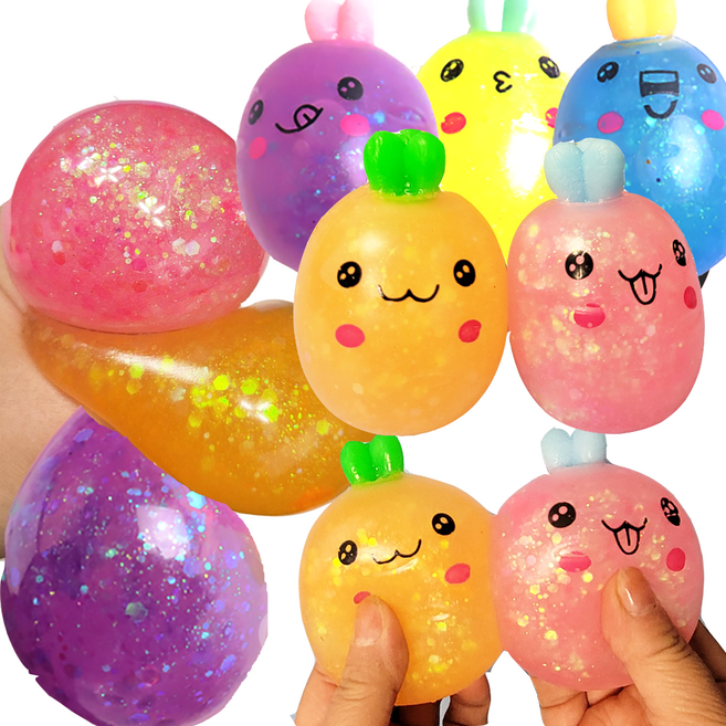 해피아이 펄 당근 주물럭 말랑이 12개입 세트 스퀴시 스트레스볼 클레이, 6개세트, 1개