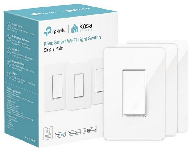 어디에서든 TP-LINK 스마트 WiFi 스위치 컨트롤 조명 HS200P3, 화이트, 알렉사 호환