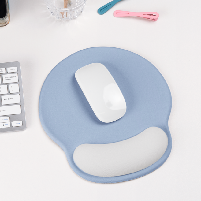 실리콘 마우스손목받침대 도톰한 미끄럼방지 오피스 마우스패드, 멜란지네이비, 원형, 1개