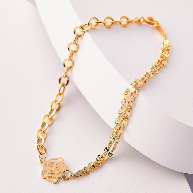 엘렌쥬얼리 14K 하프 할로우 프리모 비바 체인 금 팔찌