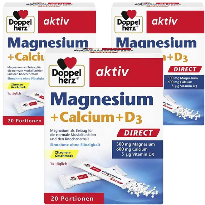 도펠헤르츠 액티브 마그네슘 300mg + 칼슘 600mg + 비타민 D3 5mcg 캡슐, 20회분, 3개 - 쿠팡
