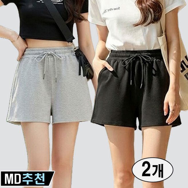 와우MD 여성 여름 스트레이트 3부 츄리닝 밴딩 반바지 트레이닝