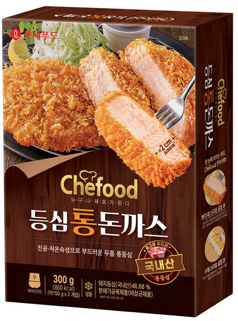 롯데 쉐푸드 도톰 등심통돈까스300g(약2cm 두께) 국내산 통등심 수제방식 통돈까스, 1개, 300g
