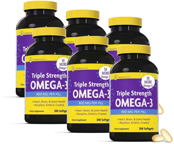 이노빅스랩 트리플 스트렝스 오메가3 900mg 소프트젤 Innovixlabs Triple Strength Omega 3, 6개, 200정 - 쿠팡
