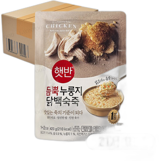 CJ 햇반 비비고 죽 파우치죽 듬뿍누룽지닭백숙죽 (), 1박스, 420g