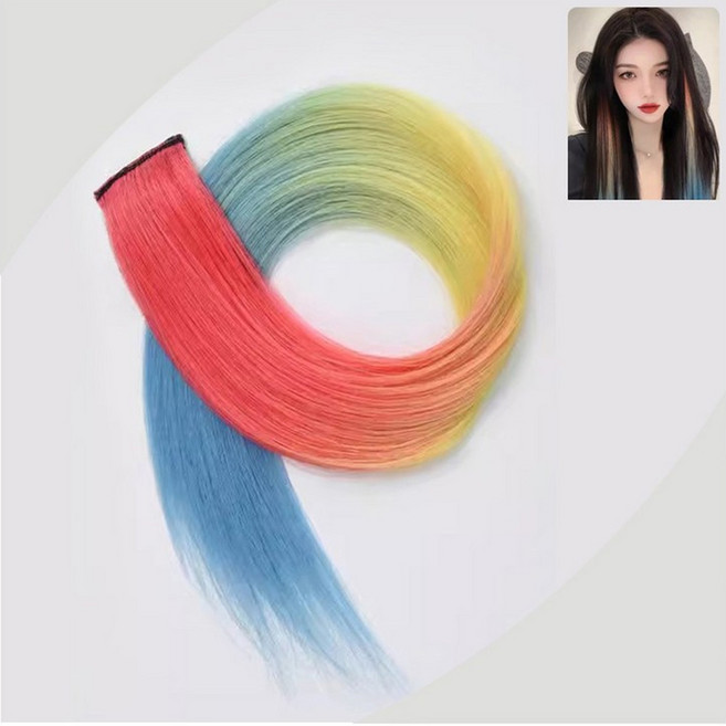 시크릿 투톤 헤어 브릿지 붙임 머리 피스 발레아쥬 부분 가발, 삼색혼합, 1개