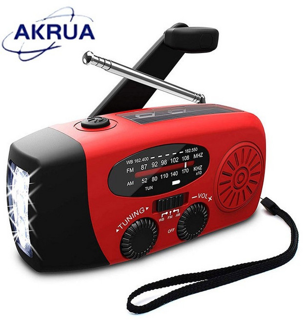 AKRUA 랜턴라디오 수동라디오 비상라디오 유선라디오fm 재난라디오 자가발전손전등 자가발전 라디오 재난용품 생존키트 발전라디오, 붉은색