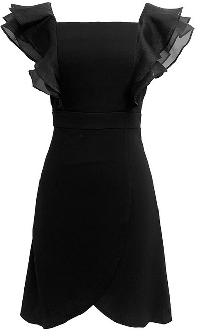 【赫本風顯瘦】小黑裙 連衣裙 法式連衣裙 復古連衣裙 方領修身 黑色短裙 夏季新款 約會派對 氣質名媛, 黑色