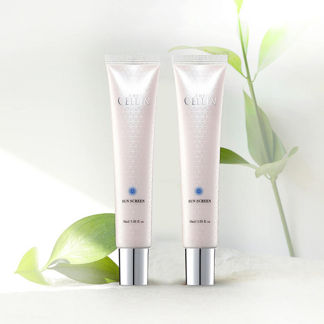 더셀인 썬스크린 밀착력 미백 주름개선 워터프루프 자외선 차단제 30ml 2개