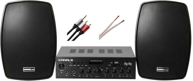 힘멜프로 매장용스피커 카페스피커앰프 스피커2통+앰프+PC선+스피커케이블30M 세트할인, 블랙(2통)