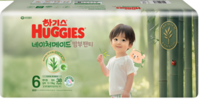 하기스 네이처메이드 밤부 팬티형 기저귀 남아용 특대형, 6단계, 38매