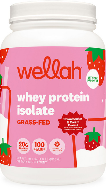 웰라 그래스페드 웨이 프로틴 분리 유청 단백질 파우더 WPI 30회분 딸기 크림 1병, 1개, 816g