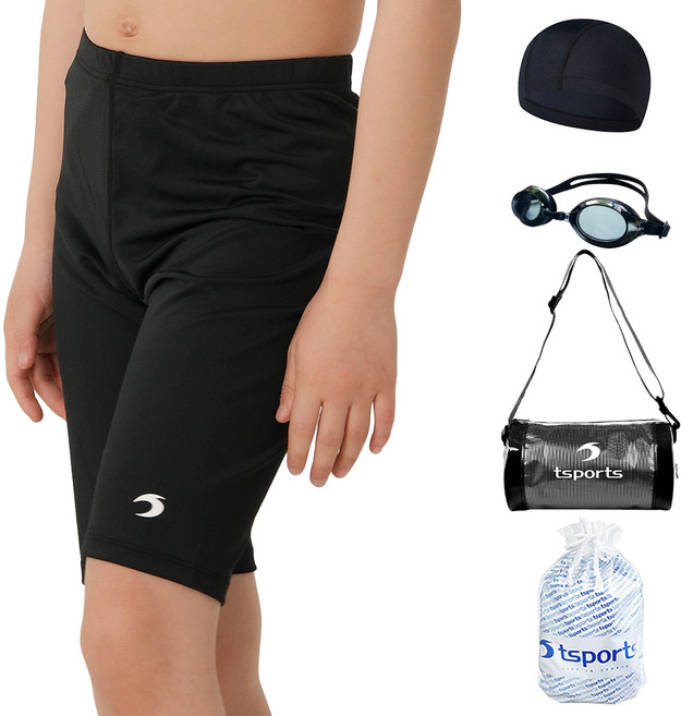 TS스포츠 남아수영복 남아동 5부 바지 어린이 주니어 초등학교 생존수영 고급세트 2508(하의) 수영모포함